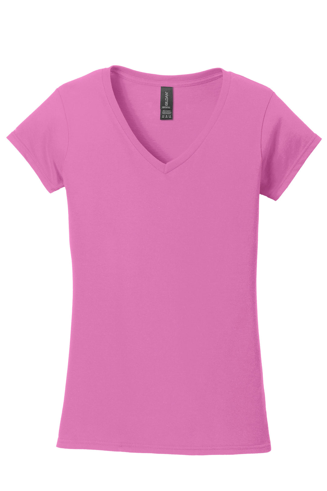 Front View of Azalea Gildan Softstyle Women's Fit V-Neck T-Shirt. 64V00L