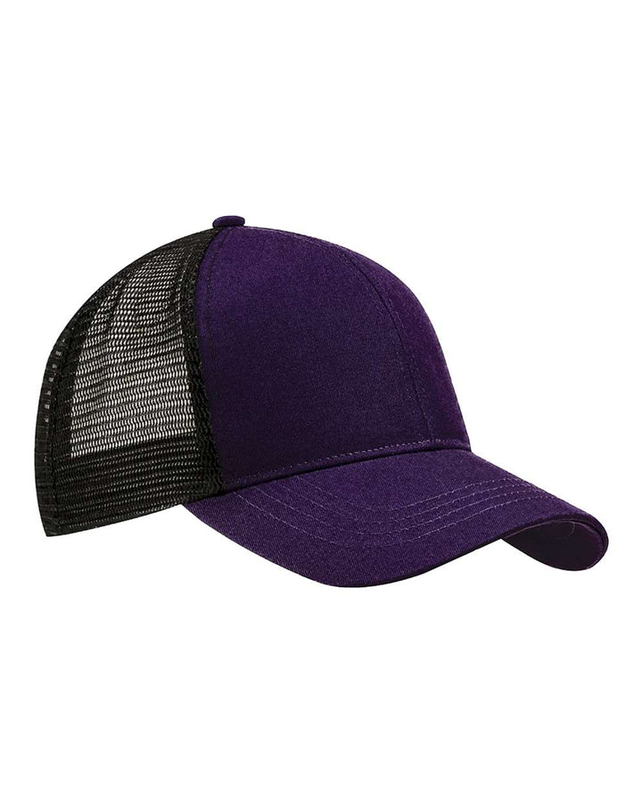 Front View of Beetroot/ Black Eco Trucker Cap - EC7070