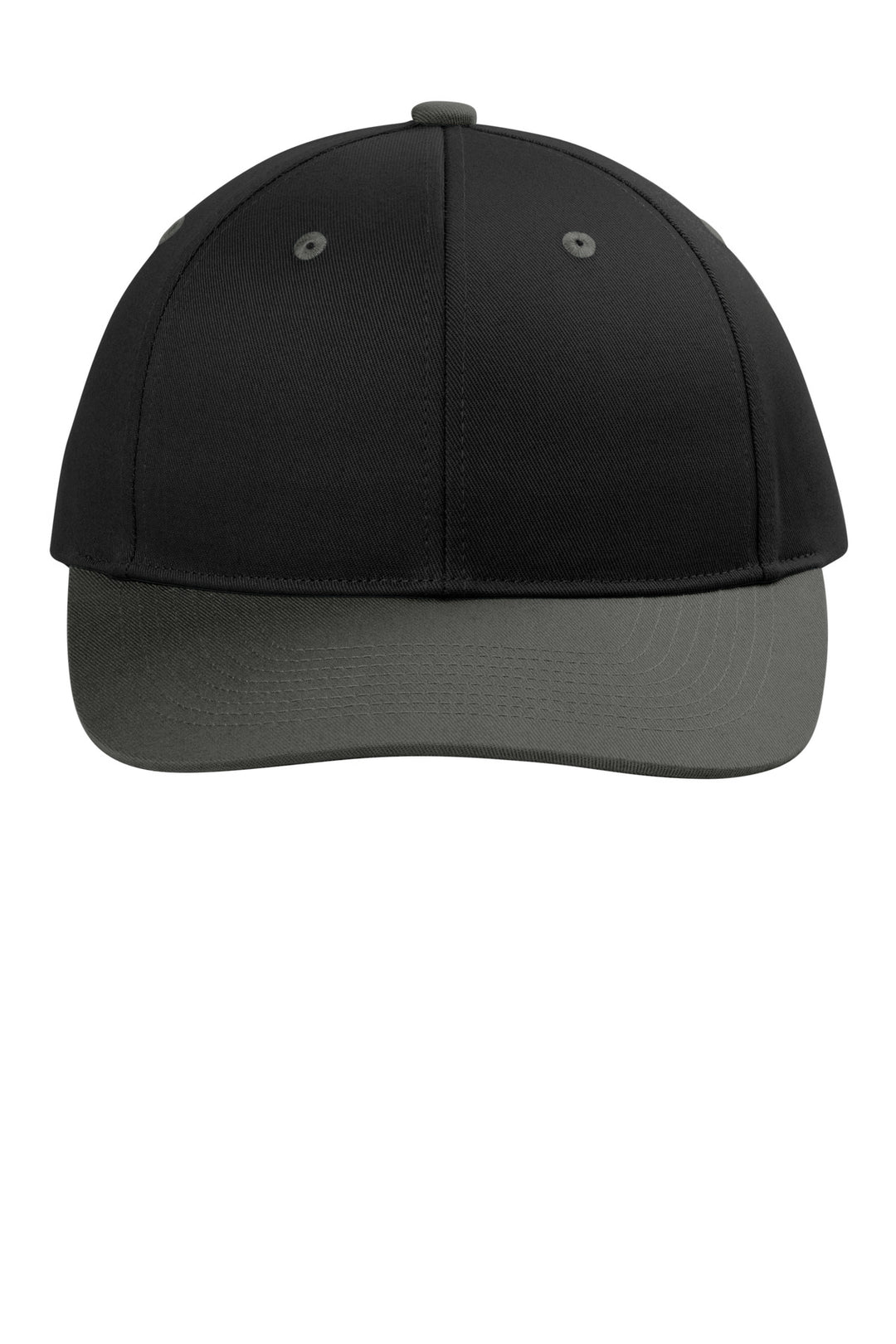 Front View of Bk/GyStl Port Authority Snapback Cap C408