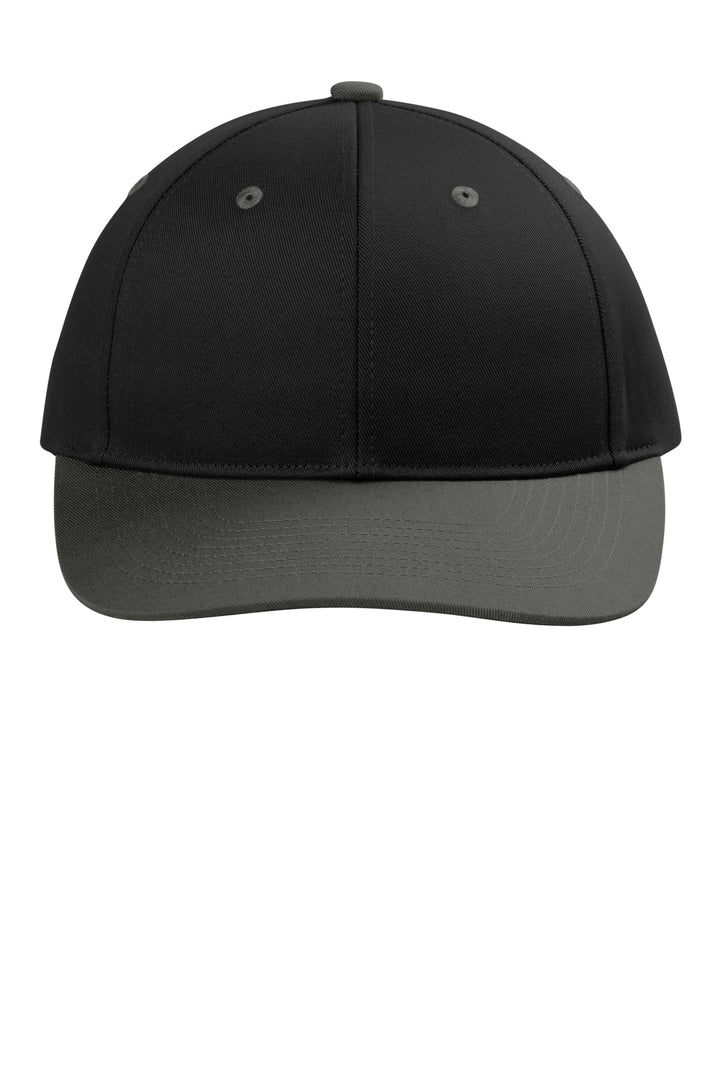 Front View of Bk/GyStl Port Authority Snapback Cap C408