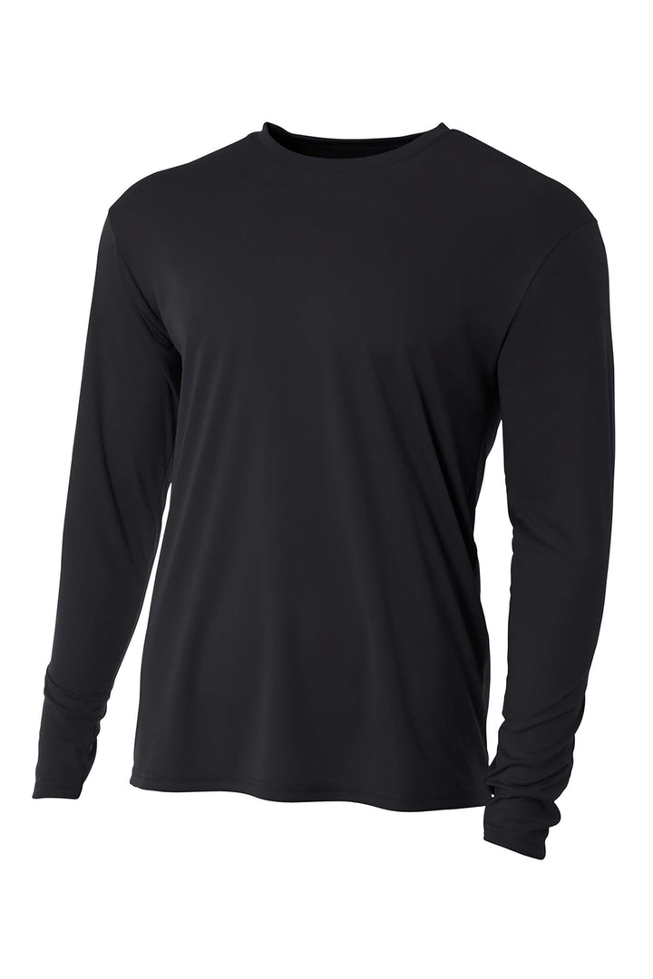 Front View of Black A4 Cooling Performance Long Sleeve Tee A4N3165