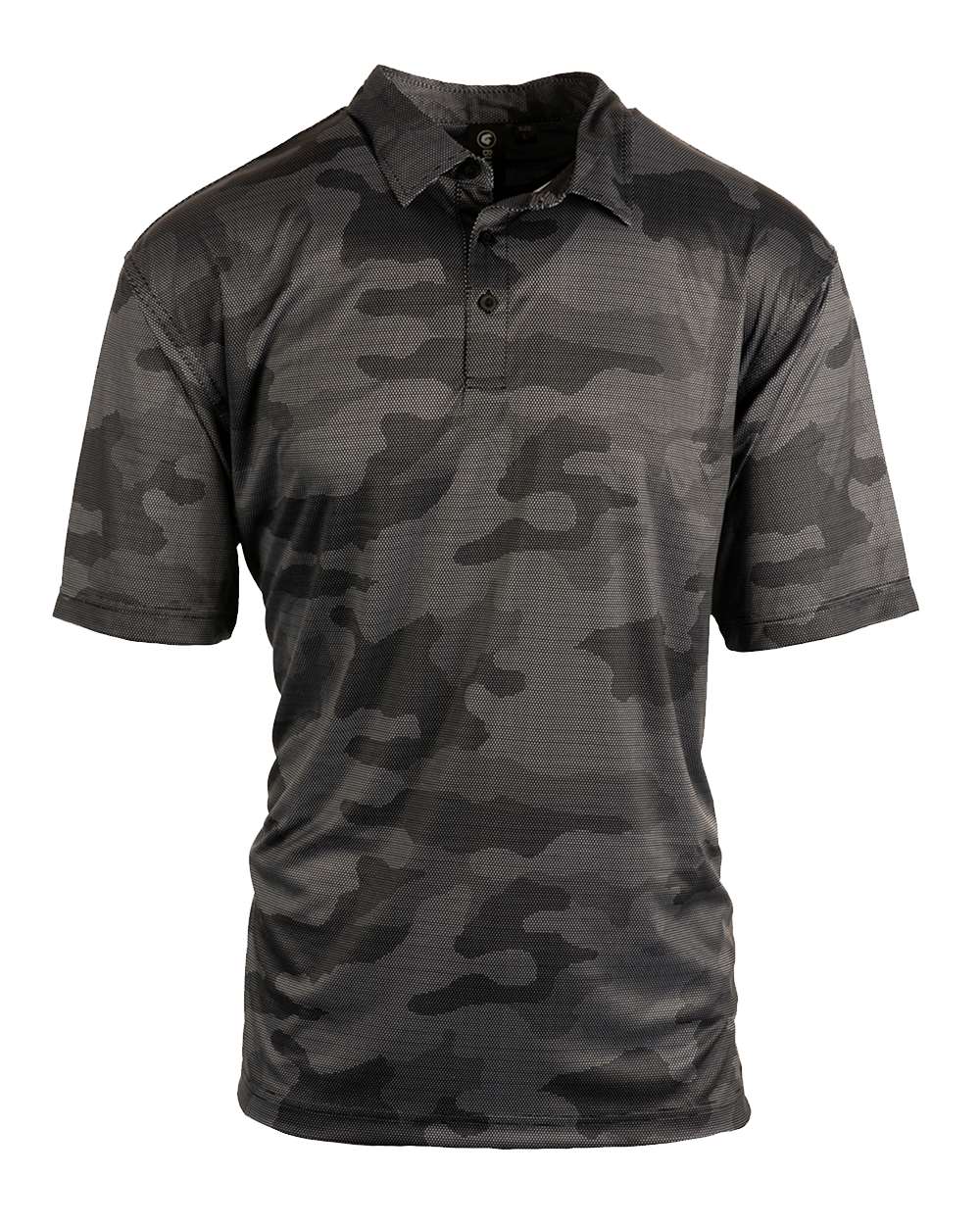 Front View of Black Camo Golf Polo - 0101