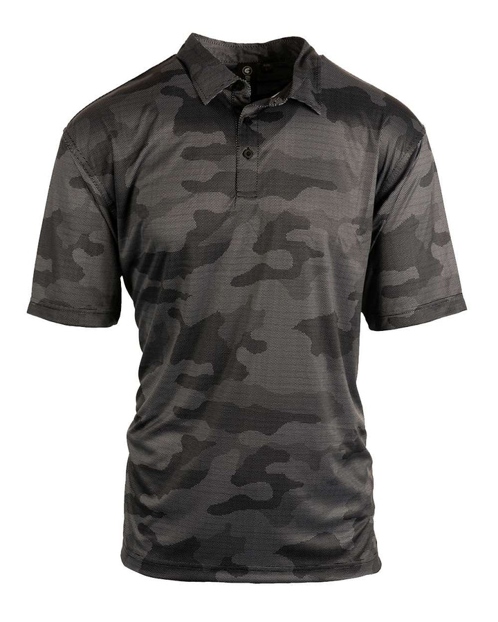 Front View of Black Camo Golf Polo - 0101