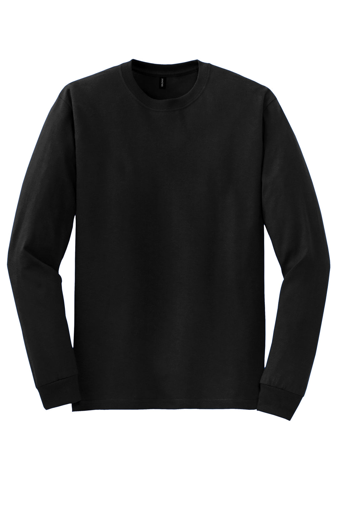 Front View of Black Gildan - DryBlend 50 Cotton/50 Poly Long Sleeve T-Shirt. 8400