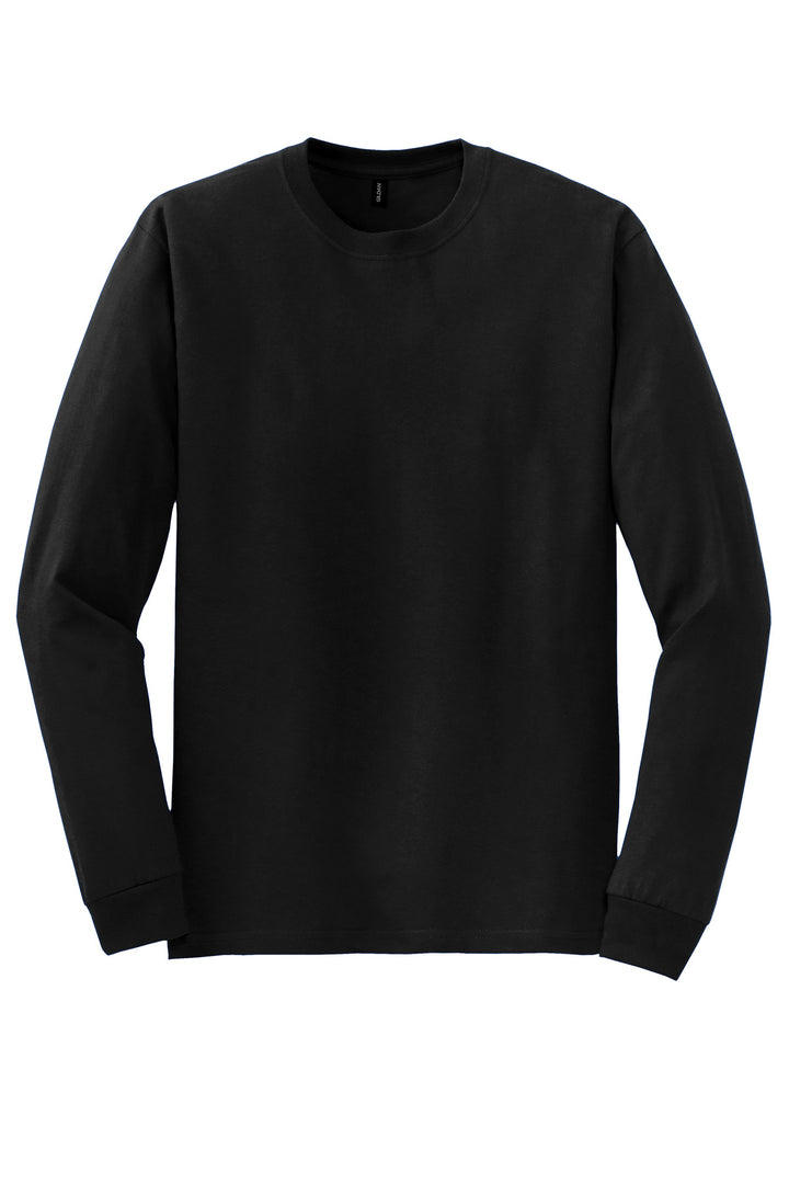 Front View of Black Gildan - DryBlend 50 Cotton/50 Poly Long Sleeve T-Shirt. 8400