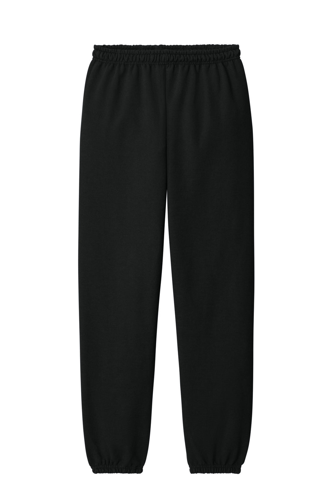 Front View of Black Gildan Heavy Blend Sweatpant. 18200