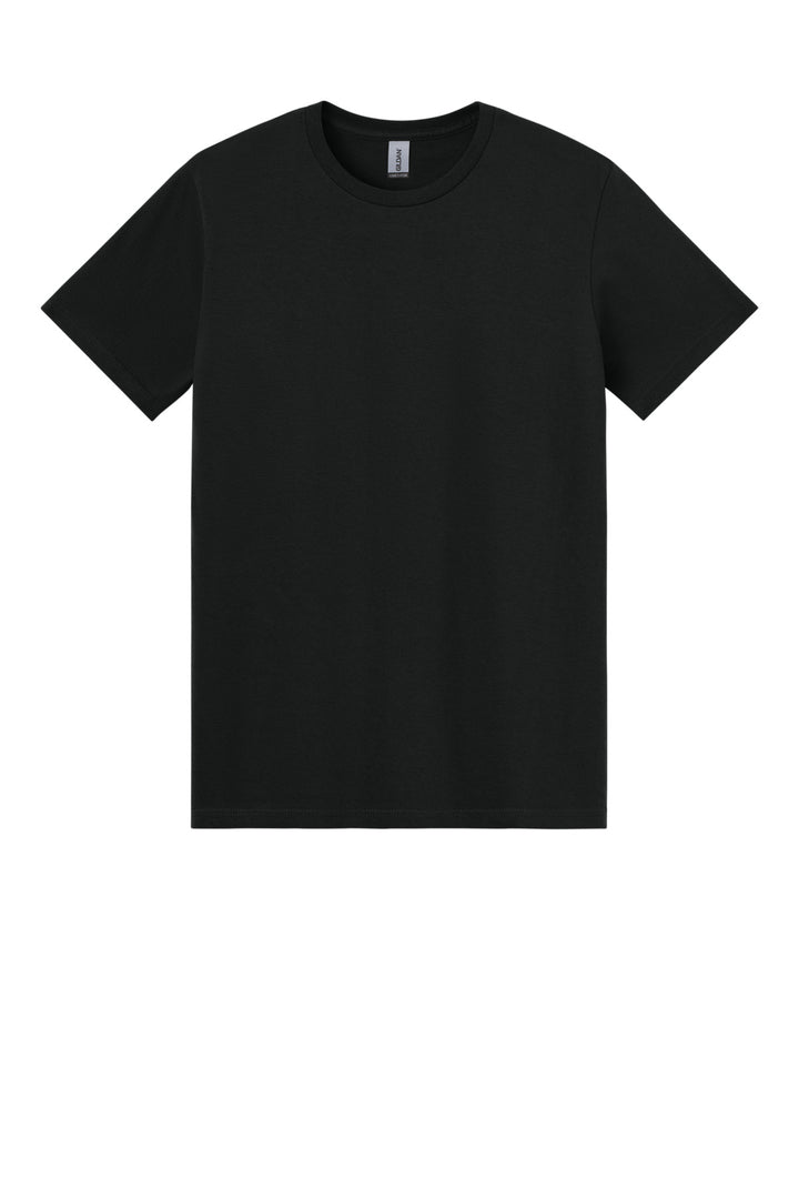 Front View of Black Gildan Light Cotton Tee 3000
