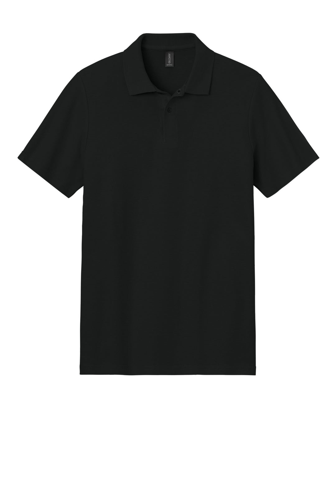 Front View of Black Gildan Softstyle Pique Polo 64800