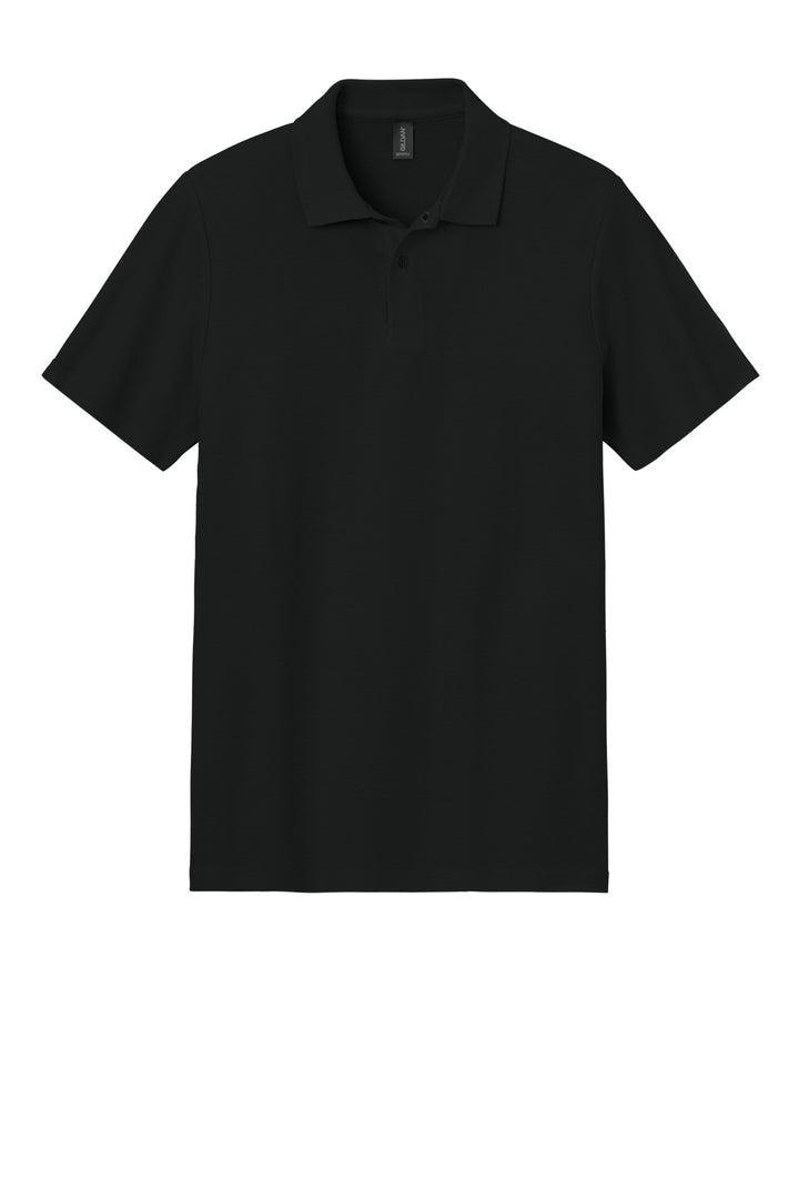 Front View of Black Gildan Softstyle Pique Polo 64800
