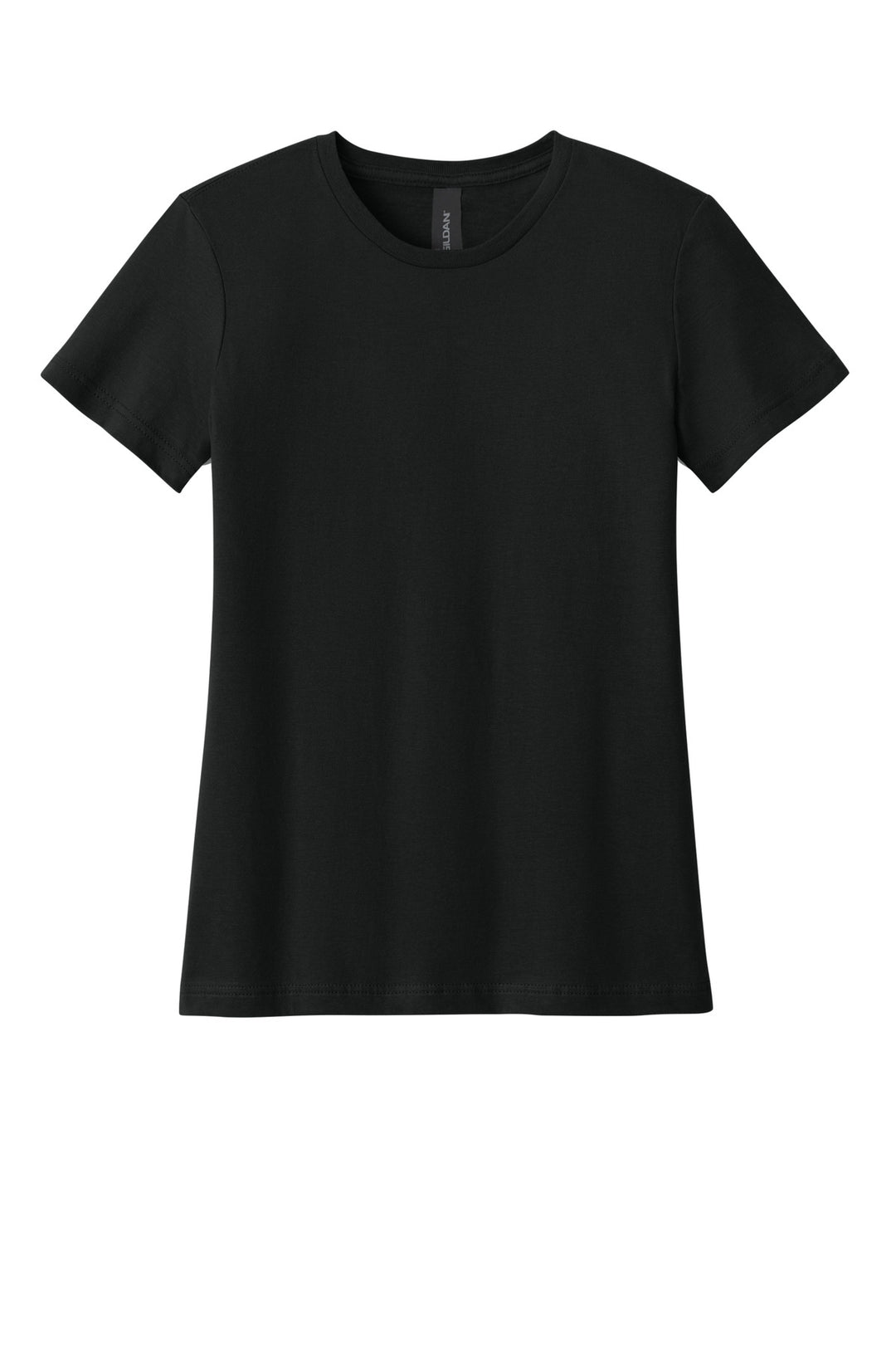 Front View of Black Gildan Softstyle Women's T-Shirt. 64000L