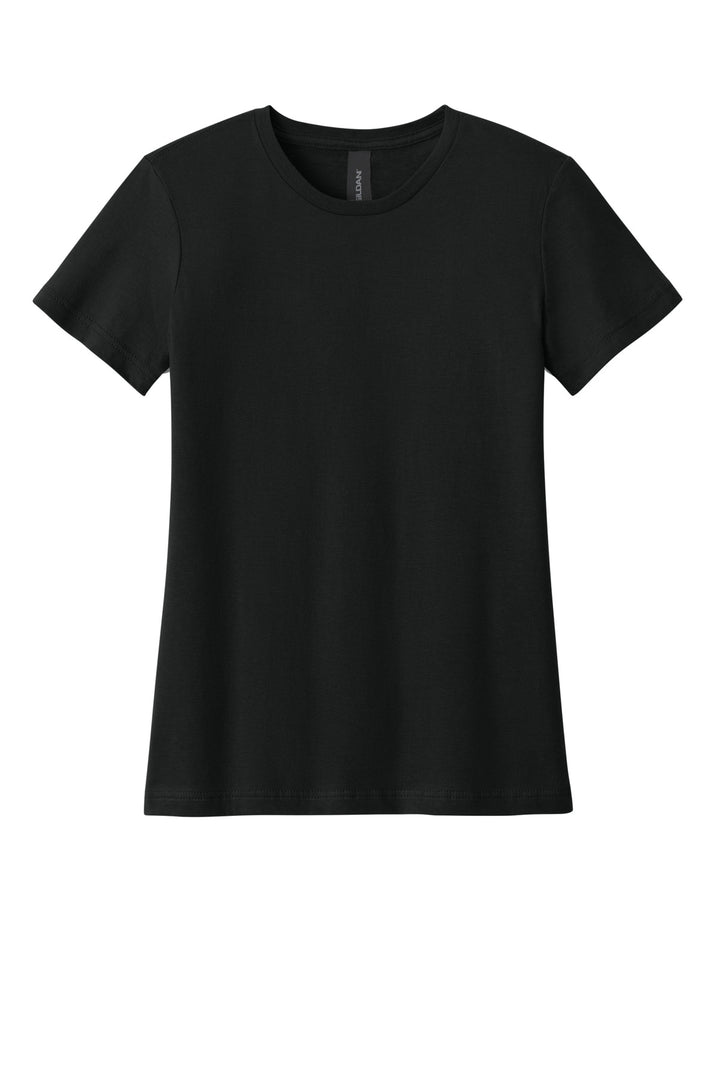 Front View of Black Gildan Softstyle Women's T-Shirt. 64000L
