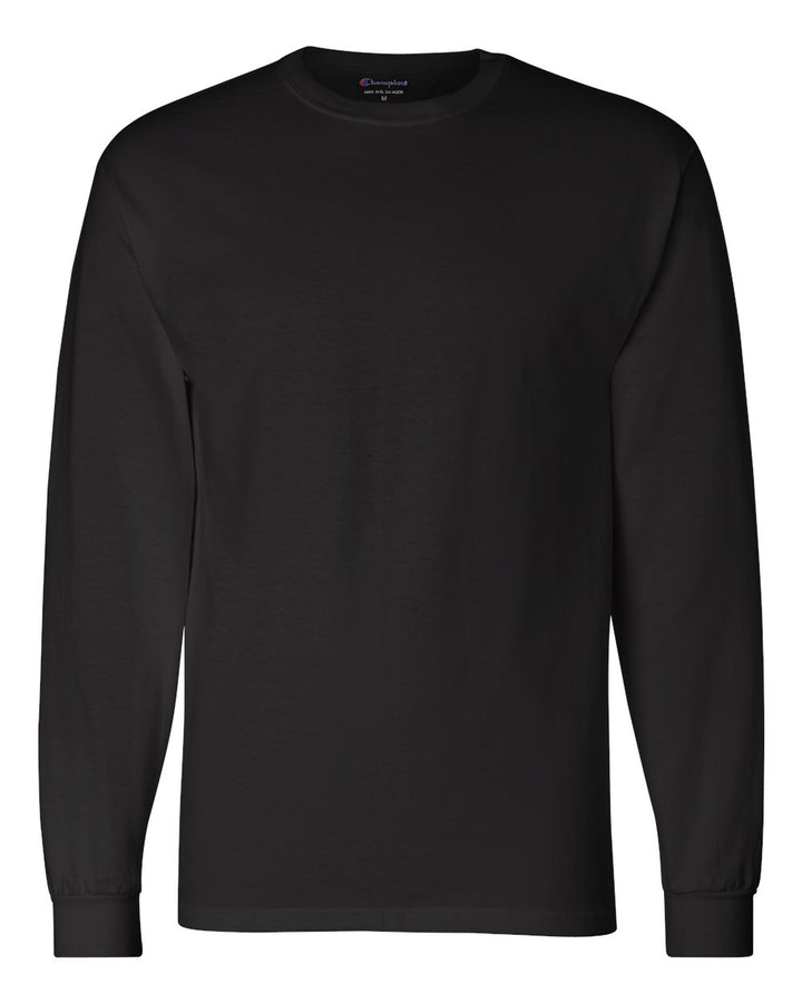 Front View of Black Long Sleeve T-Shirt - CC8C
