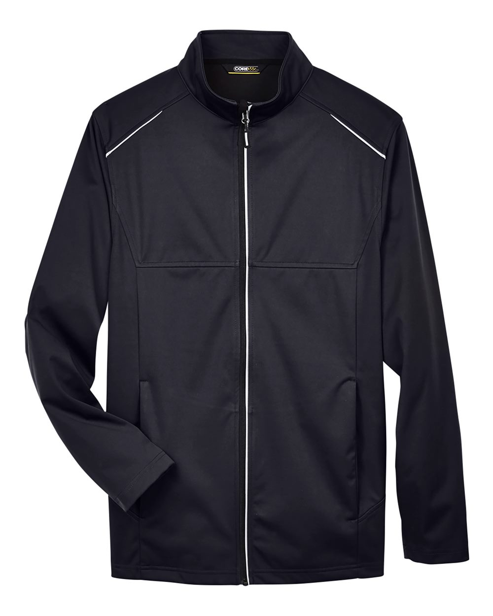 Front View of Black Men's Techno Lite Three-Layer Knit Tech-Shell - CE708