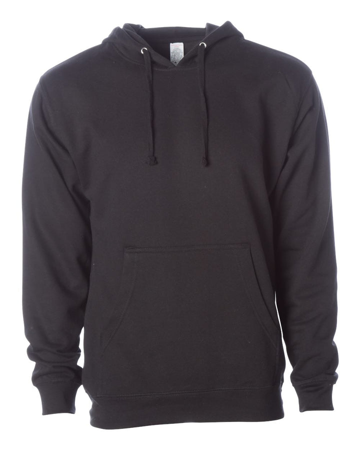 Front View of Black Midweight Hooded Sweatshirt - SS4500
