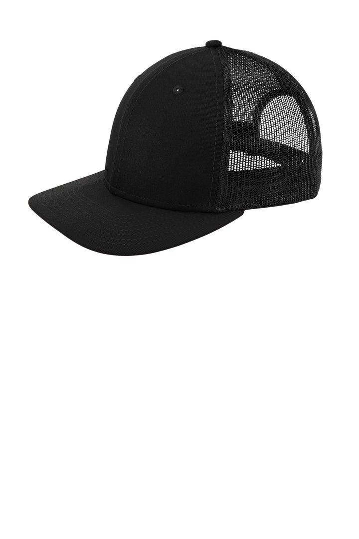 Front View of Black New Era Snapback Low Profile Trucker Cap NE207