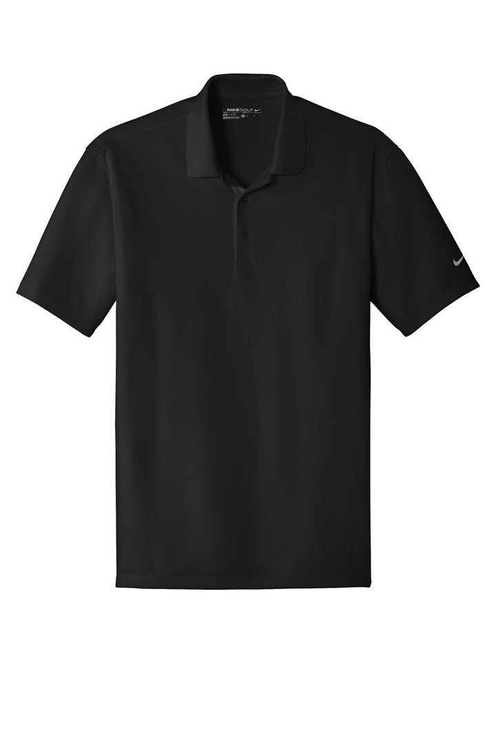 Front View of Black Nike Dri-FIT Classic Fit Players Polo with Flat Knit Collar. 838956
