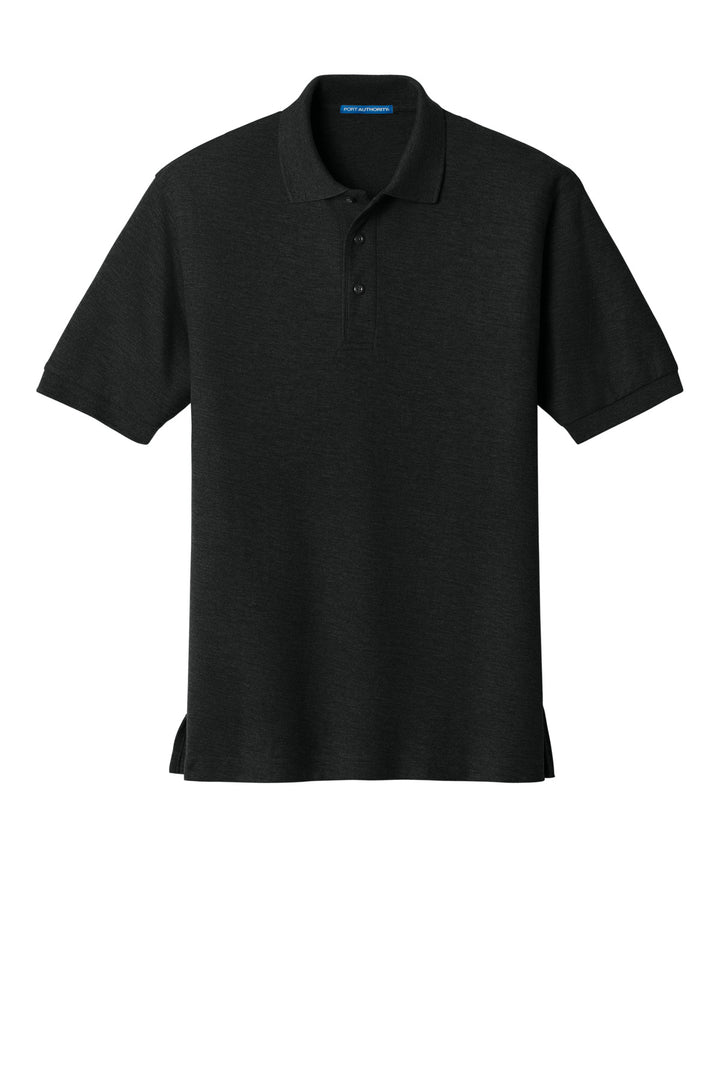 Front View of Black Port Authority Silk Touch Polo K500