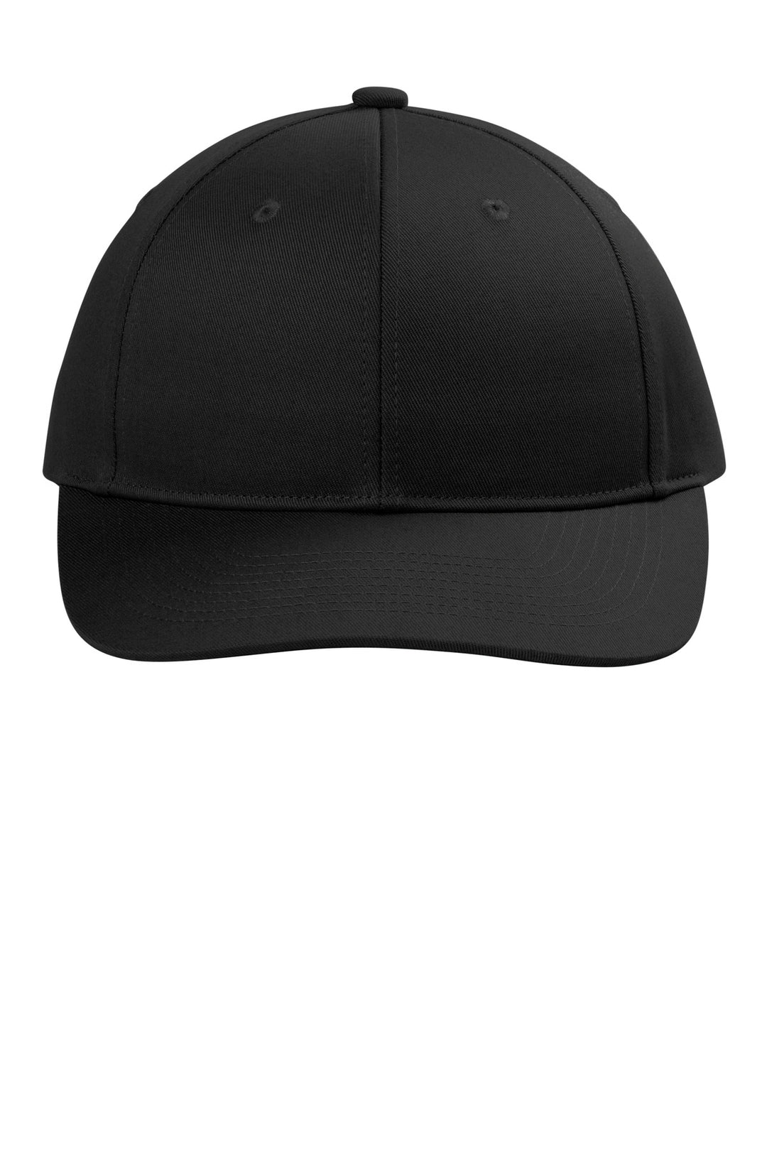 Front View of Black Port Authority Snapback Cap C408