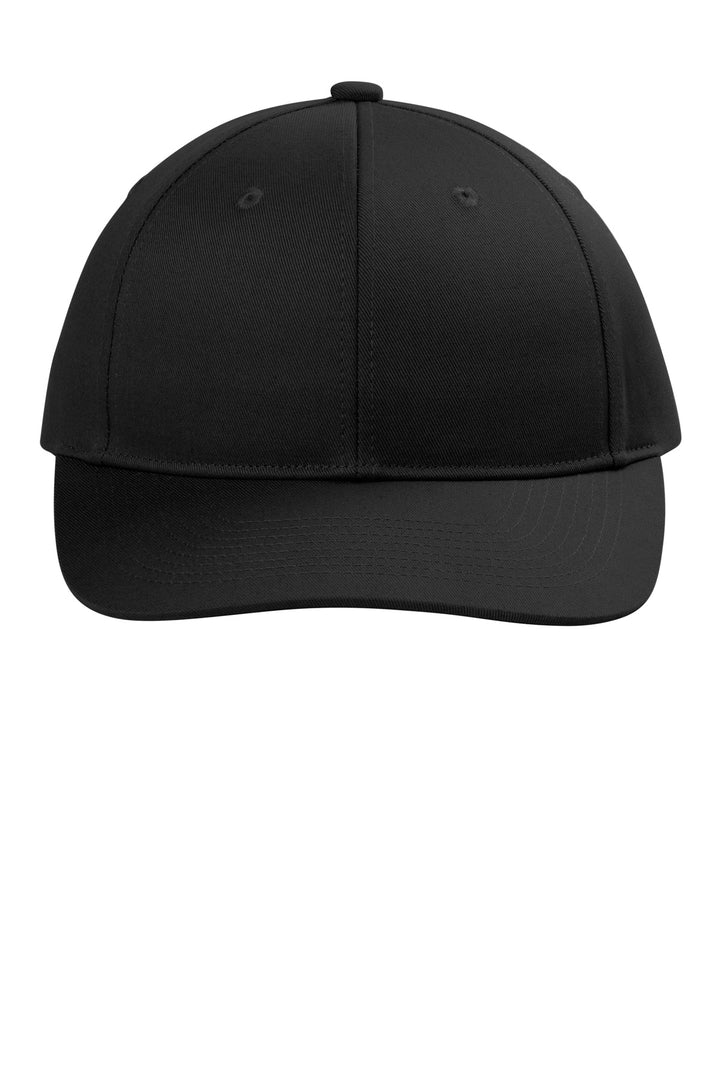 Front View of Black Port Authority Snapback Cap C408