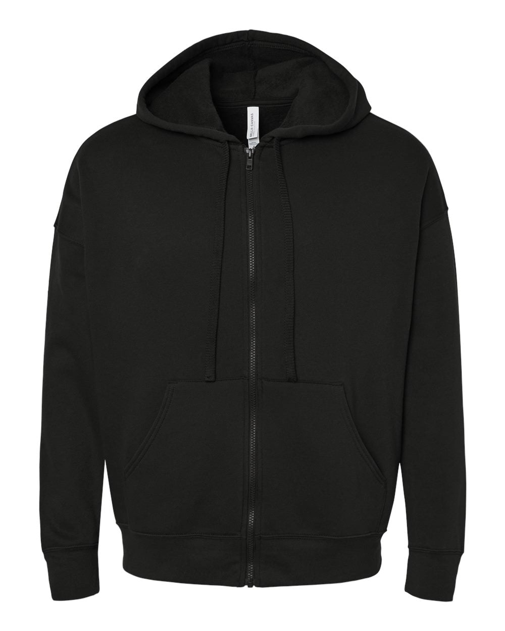 Front View of Black Sponge Fleece DTM Full-Zip Hoodie - 3759