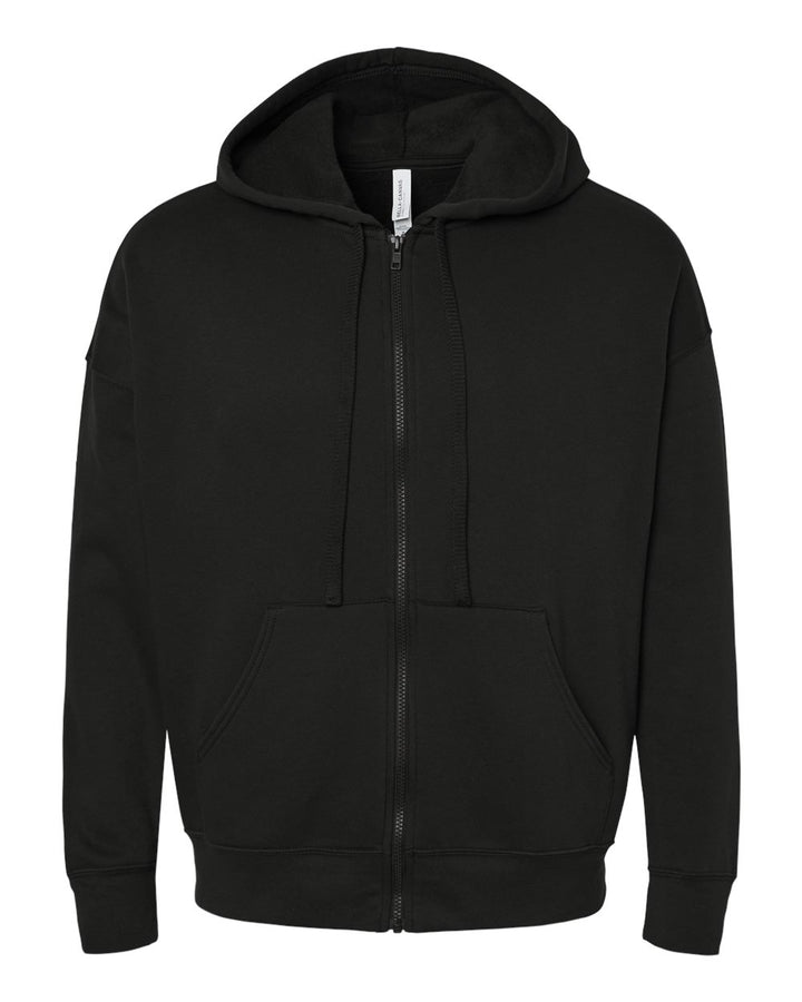 Front View of Black Sponge Fleece DTM Full-Zip Hoodie - 3759