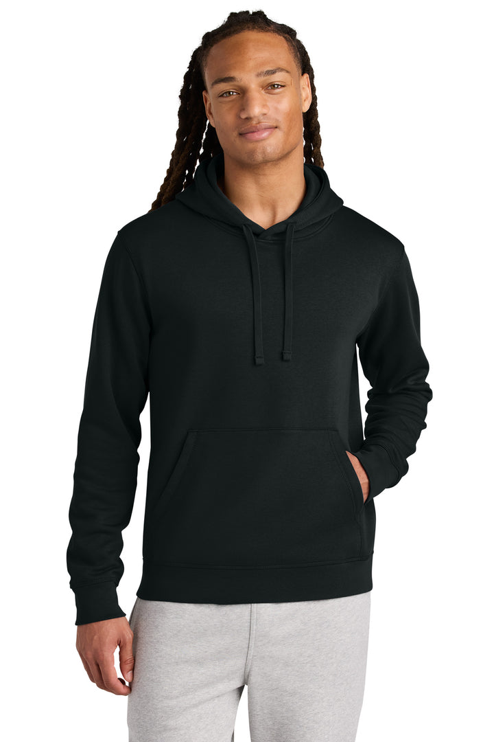 Front View of Black Stanley/Stella Unisex Drummer 2.0 Hooded Sweatshirt SXU009