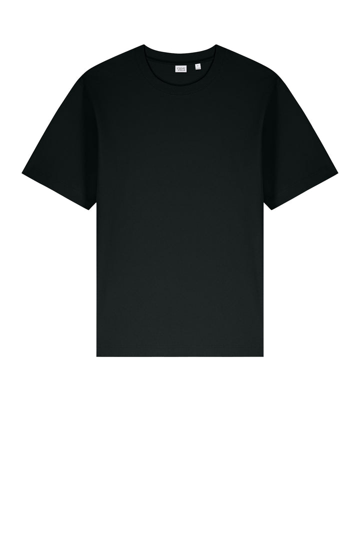 Front View of Black Stanley/Stella Unisex Freestyler Heavyweight Tee SXU018