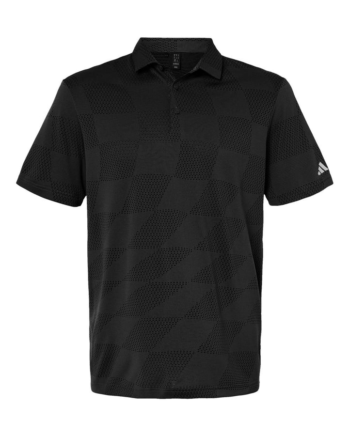 Front View of Black Ultimate365 Textured Polo - A2004