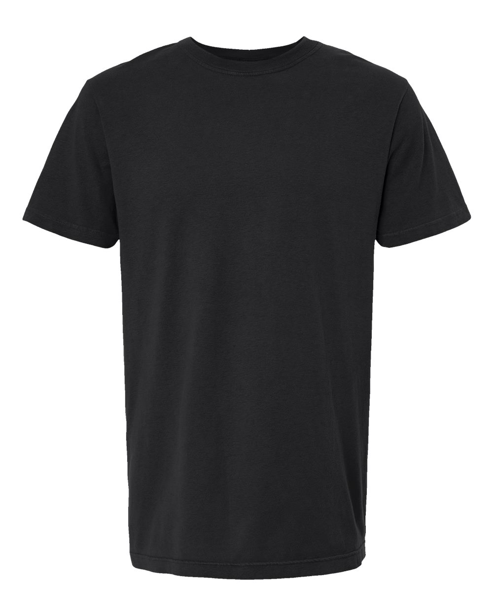 Front View of Black Vintage Garment-Dyed T-Shirt - 6500M