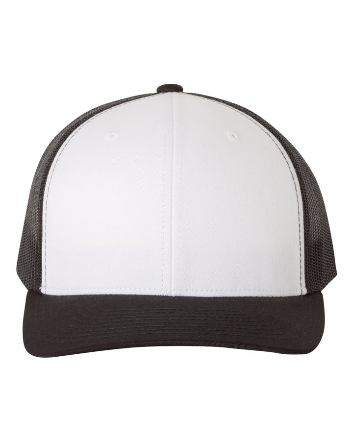 Front View of Black/ White/ Black Retro Trucker Cap - 6606