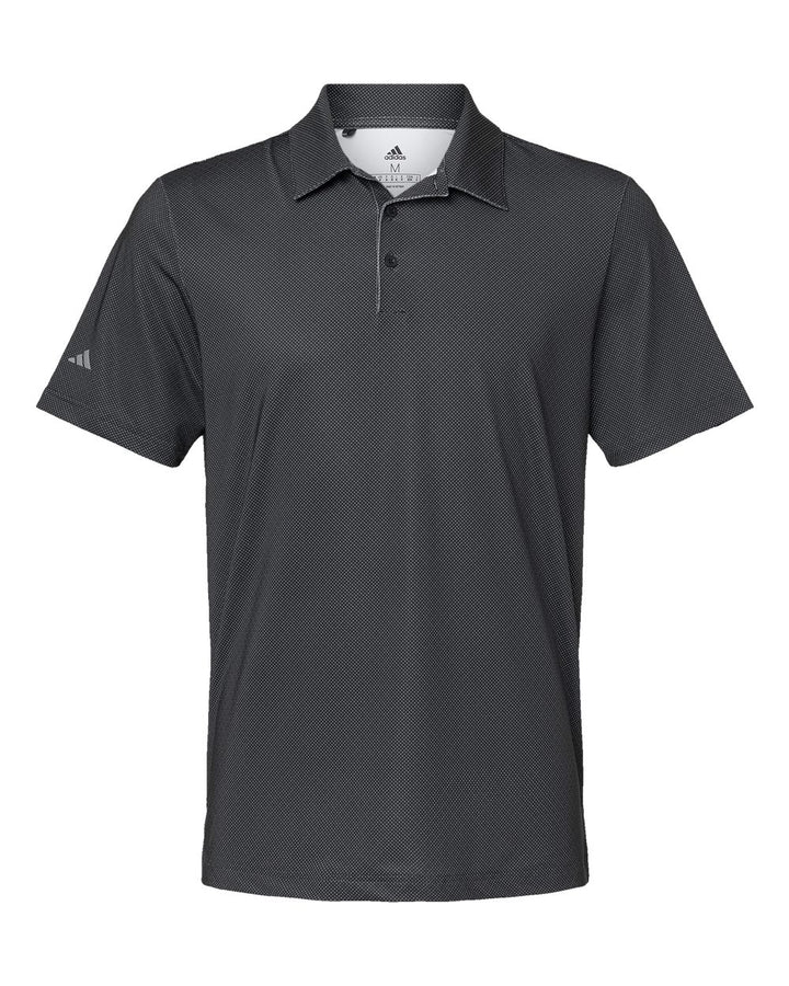 Front View of Black/ White/ Grey Three Diamond Dot Print Polo - A498