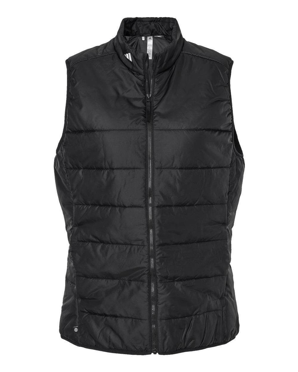 Front View of Black Women's Puffer Vest - A573