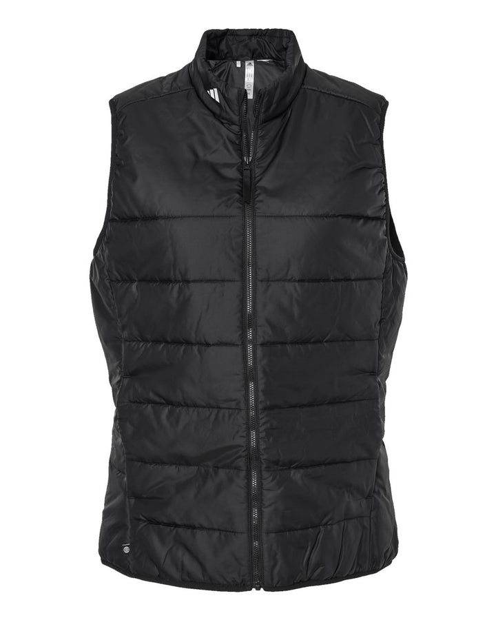 Front View of Black Women's Puffer Vest - A573