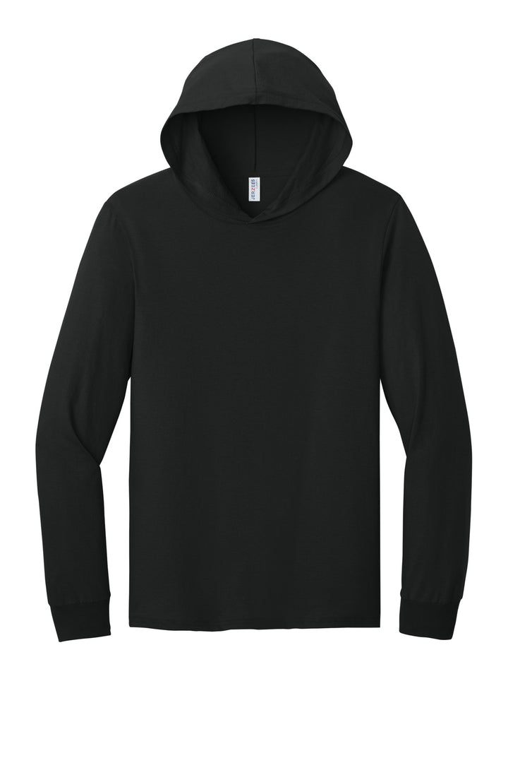 Front View of BlackInk Jerzees Classics Unisex Cotton Long Sleeve Hooded T-Shirt 363LH