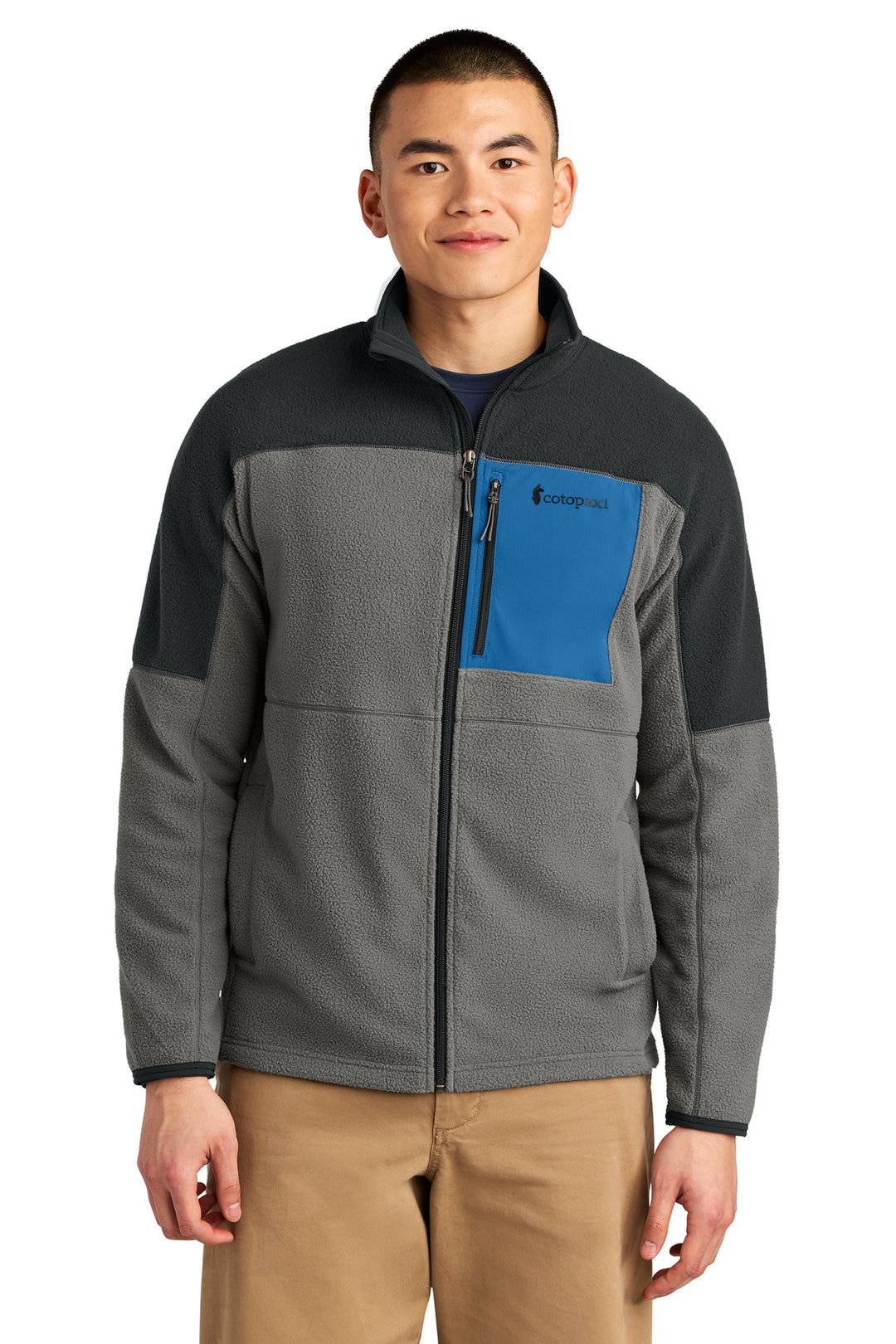 Front View of Blk/Cinder Cotopaxi Abrazo Full-Zip Fleece Jacket COTOM1695
