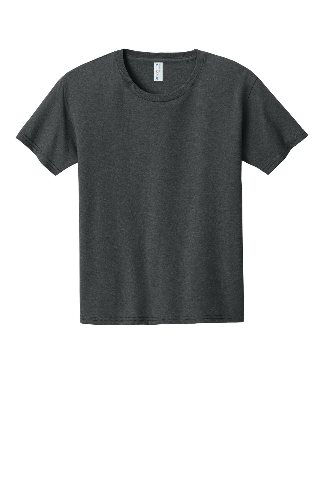 Front View of BlkHthr Jerzees Classics Youth Cotton T-Shirt 363Y