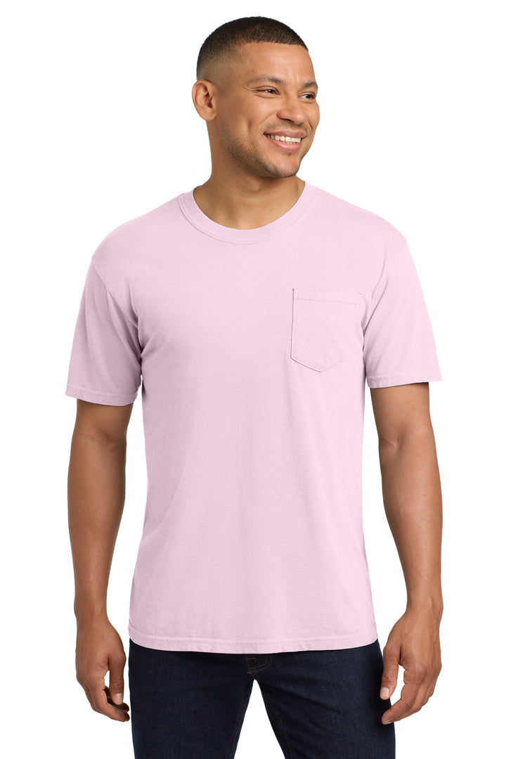Front View of Blossom COMFORT COLORS Heavyweight Ring Spun Pocket Tee. 6030