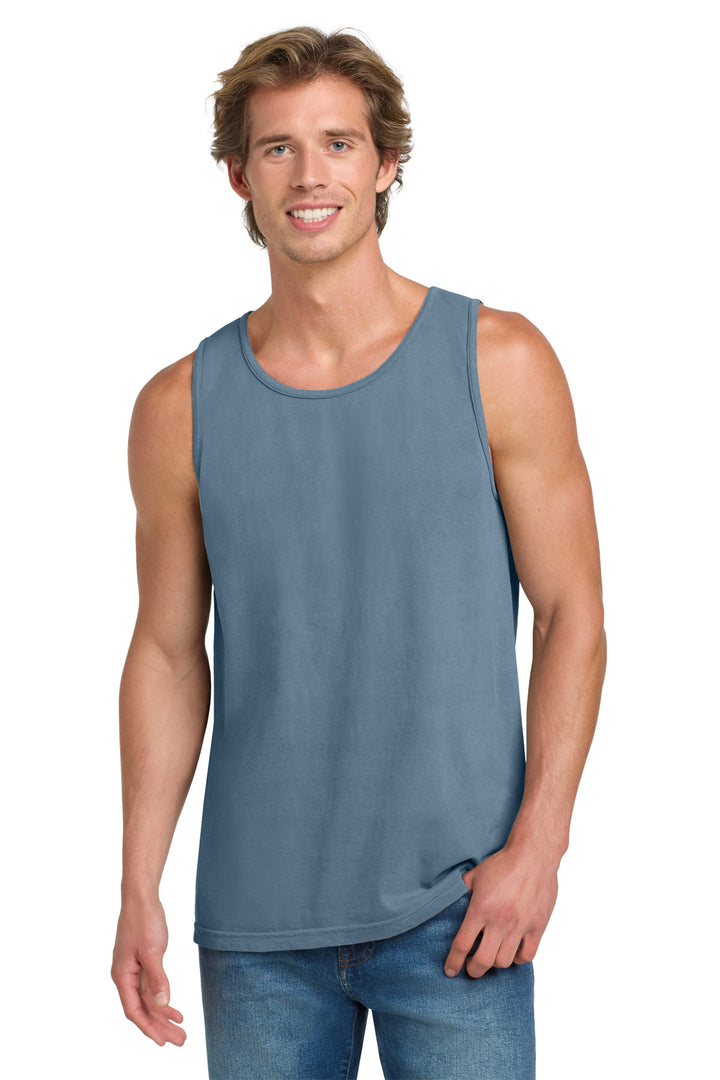 Front View of Blue Jean COMFORT COLORS Heavyweight Ring Spun Tank Top. 9360