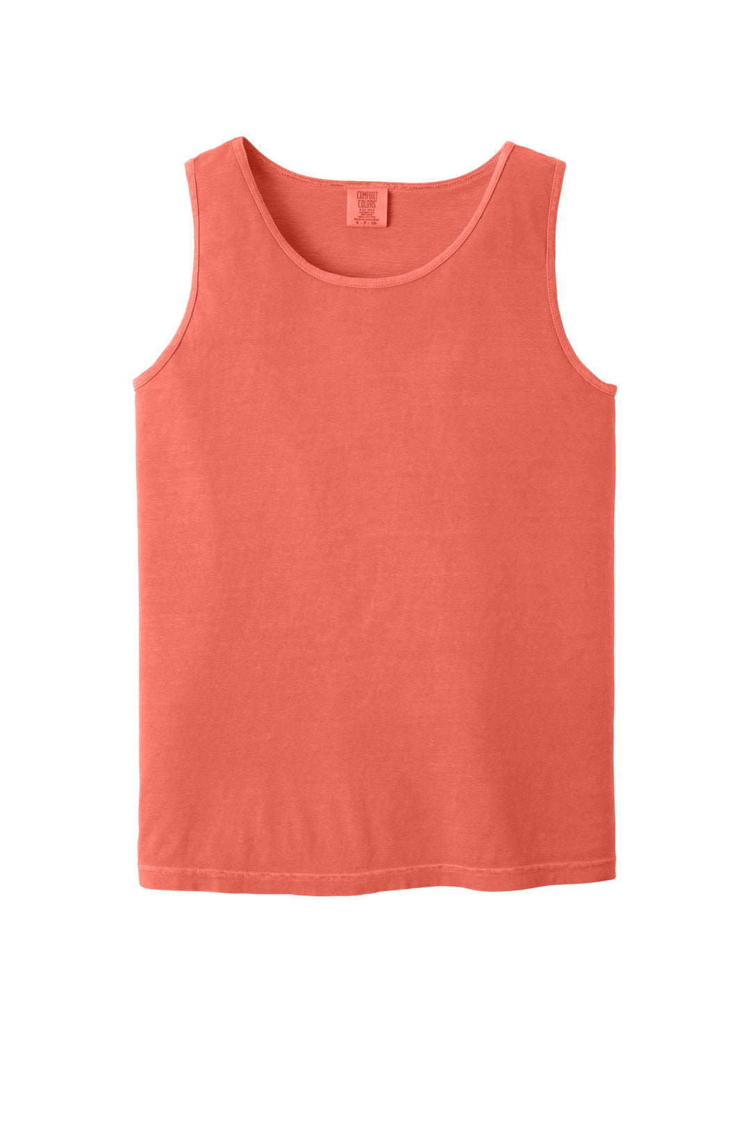 Front View of Bright Salmon COMFORT COLORS Heavyweight Ring Spun Tank Top. 9360