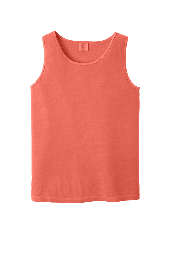 Front View of Bright Salmon COMFORT COLORS Heavyweight Ring Spun Tank Top. 9360