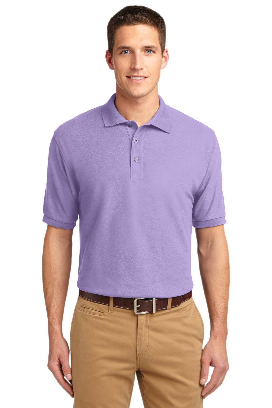 Front View of Brt Lavender Port Authority Silk Touch Polo K500