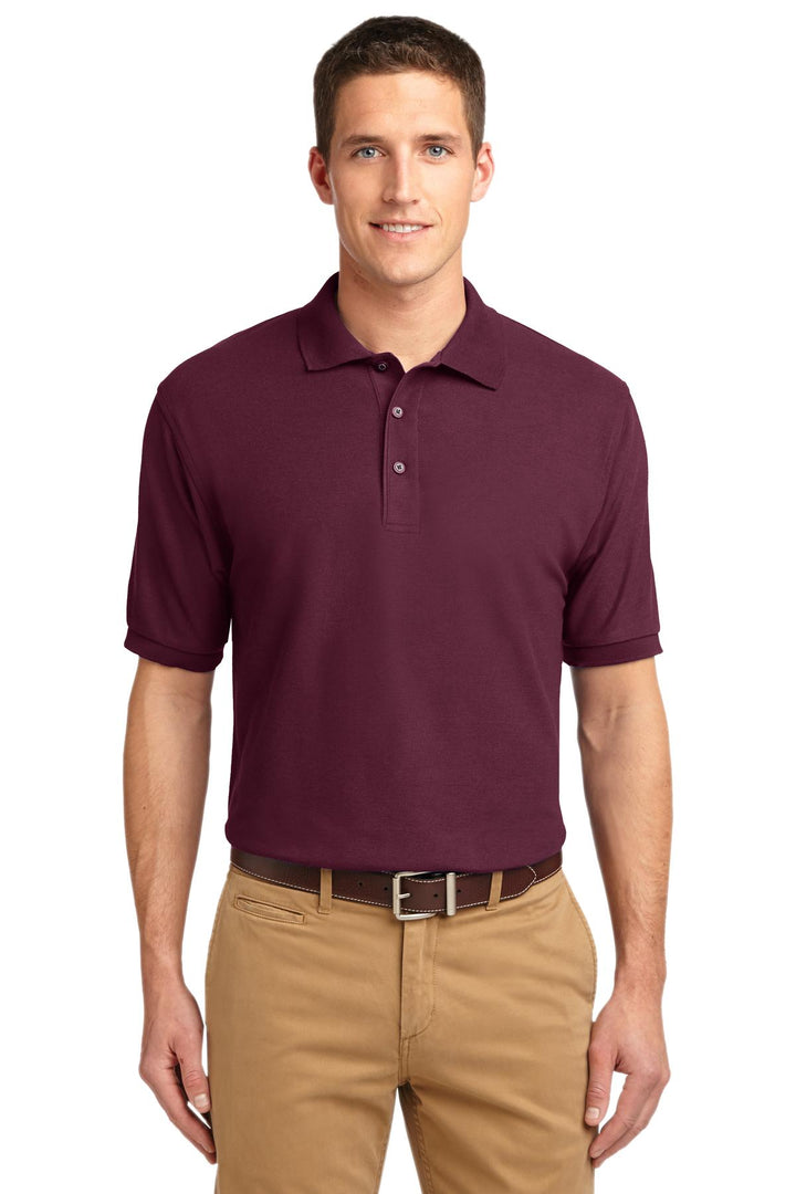 Front View of Burgundy Port Authority Silk Touch Polo K500
