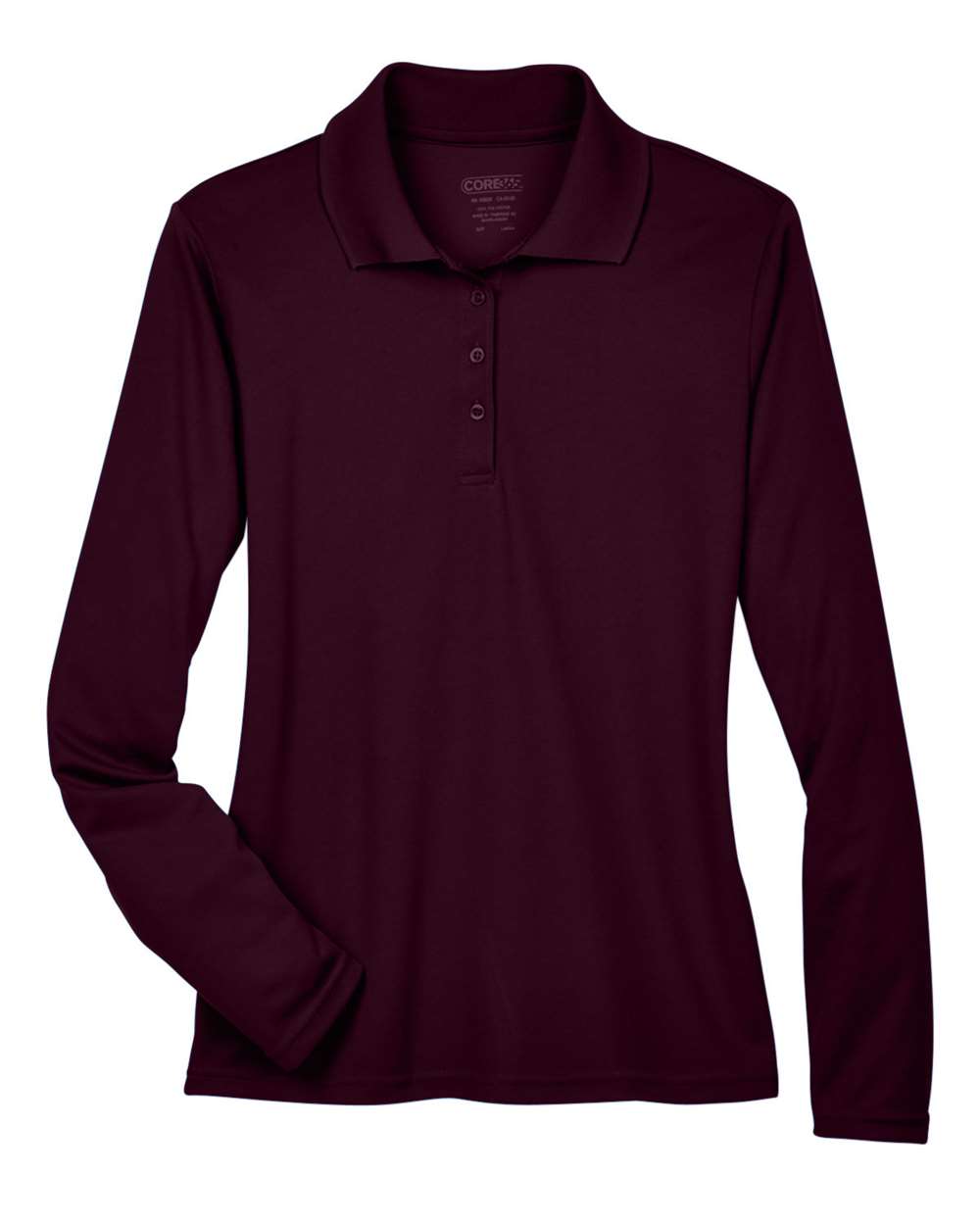 Front View of Burgundy Women's Pinnacle Performance Long Sleeve Piqué Polo - 78192