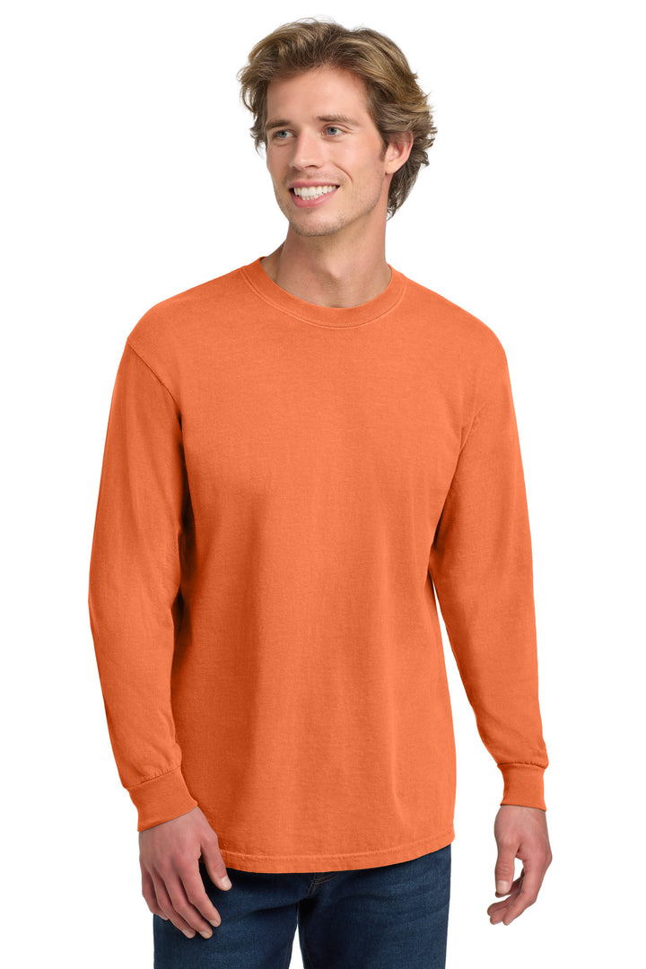 Front View of BurntOrng COMFORT COLORS Heavyweight Ring Spun Long Sleeve Tee. 6014