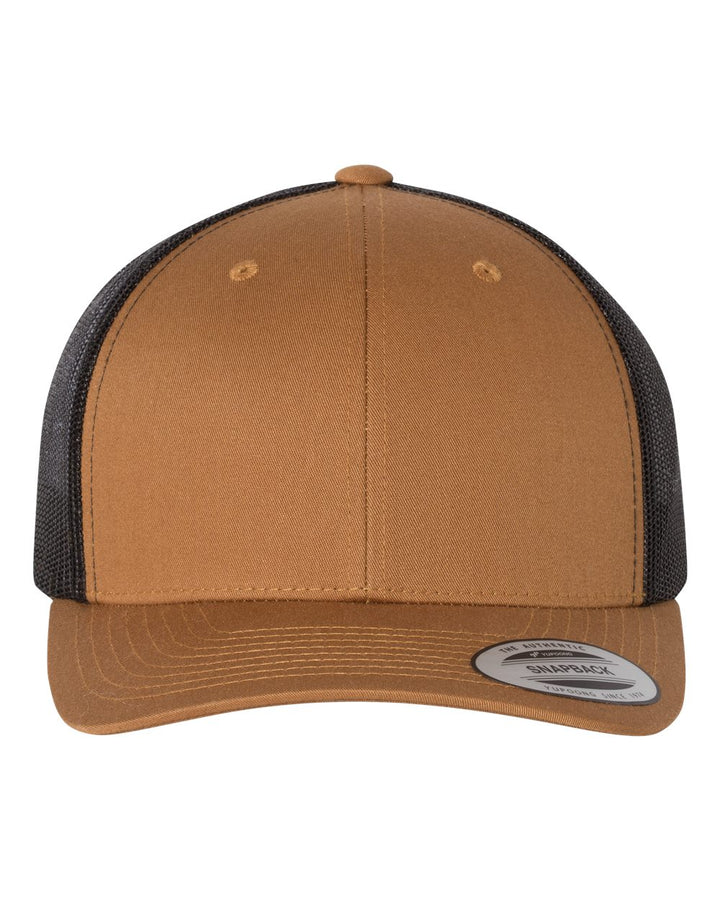 Front View of Caramel/ Black Retro Trucker Cap - 6606