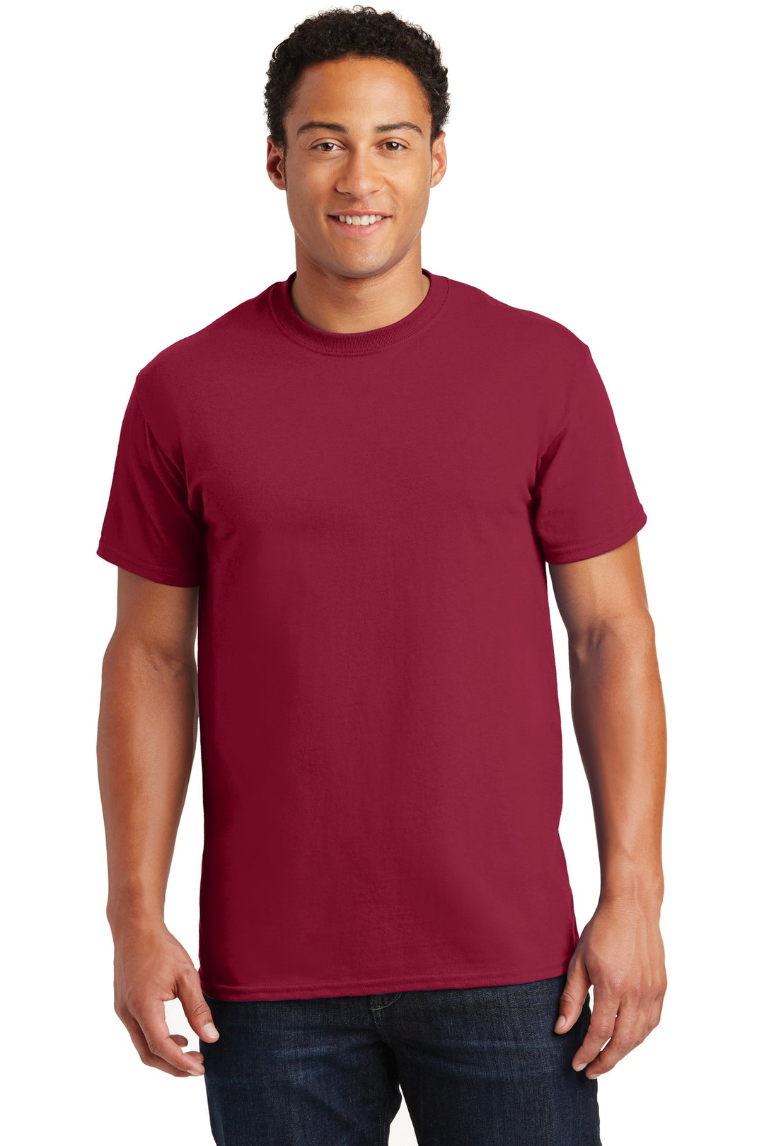 Front View of Cardinal Red Gildan - Ultra Cotton 100% US Cotton T-Shirt. 2000