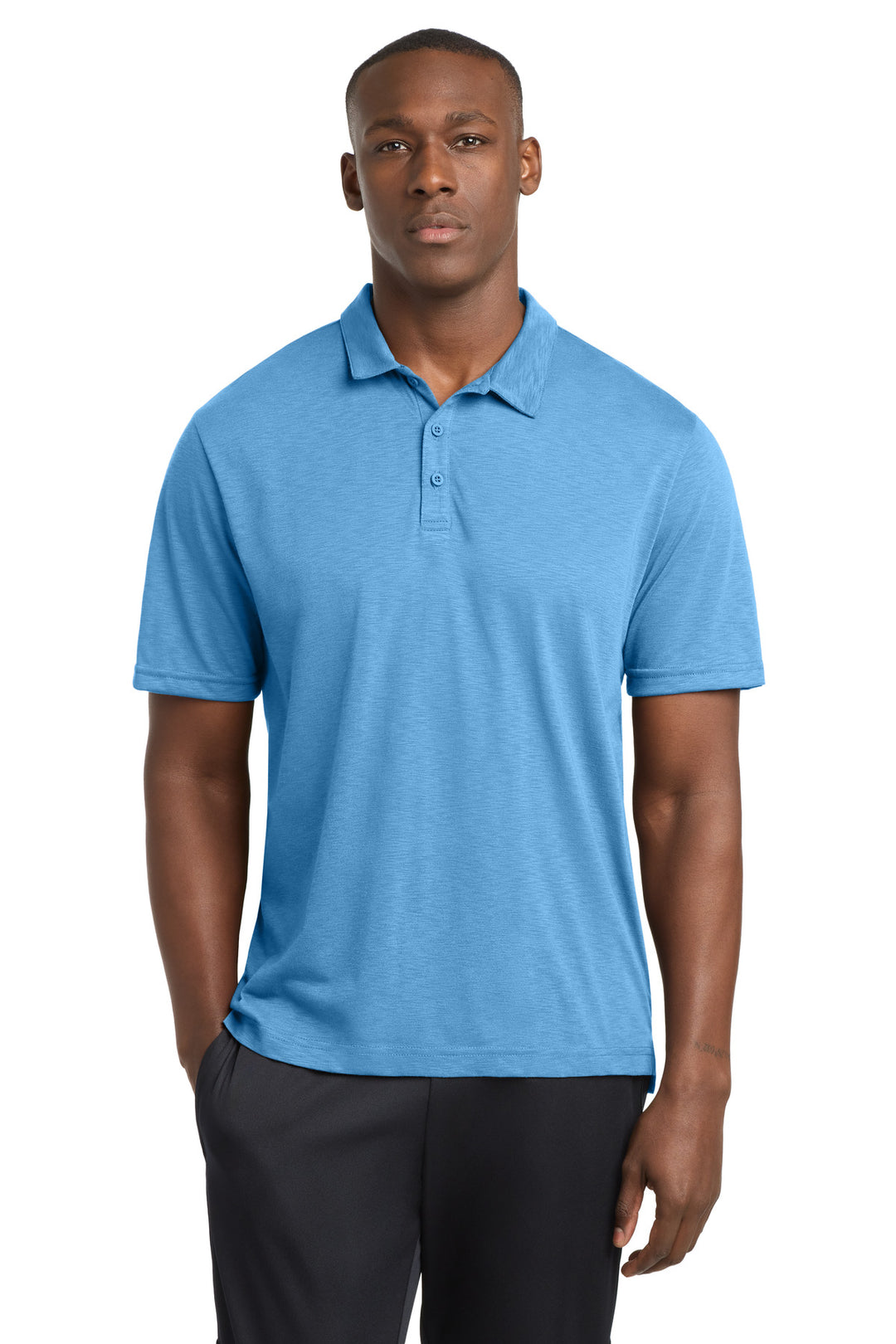 Front View of CarolinaBl Sport-Tek PosiCharge Strive Polo ST530