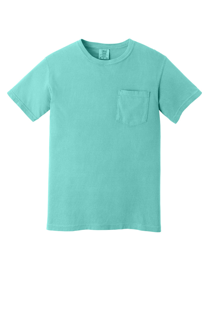 Front View of Chalky Mint COMFORT COLORS Heavyweight Ring Spun Pocket Tee. 6030
