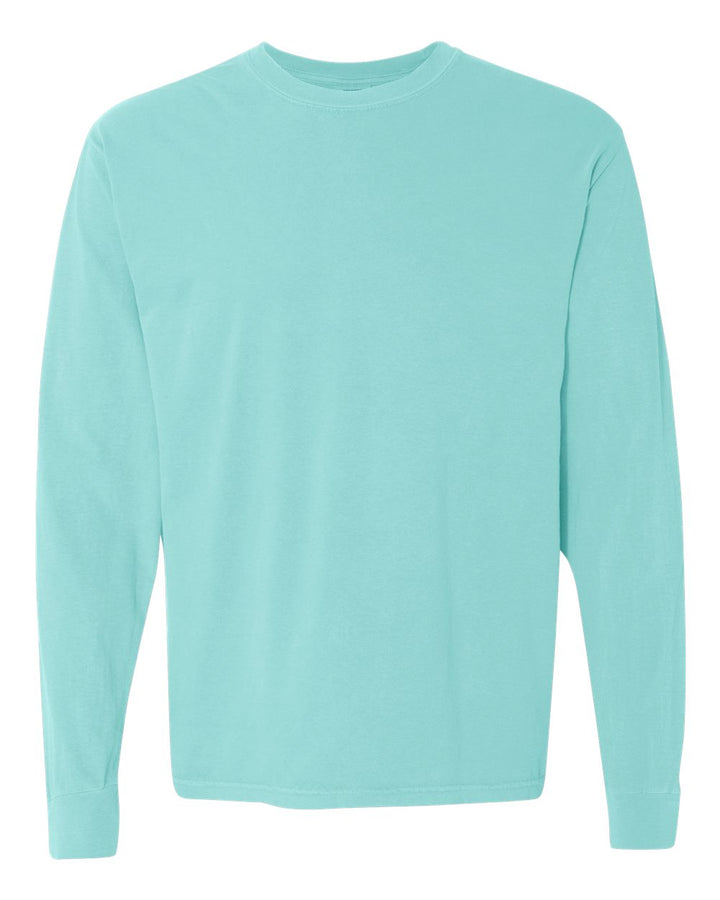 Front View of Chalky Mint Garment-Dyed Heavyweight Long Sleeve T-Shirt - 6014