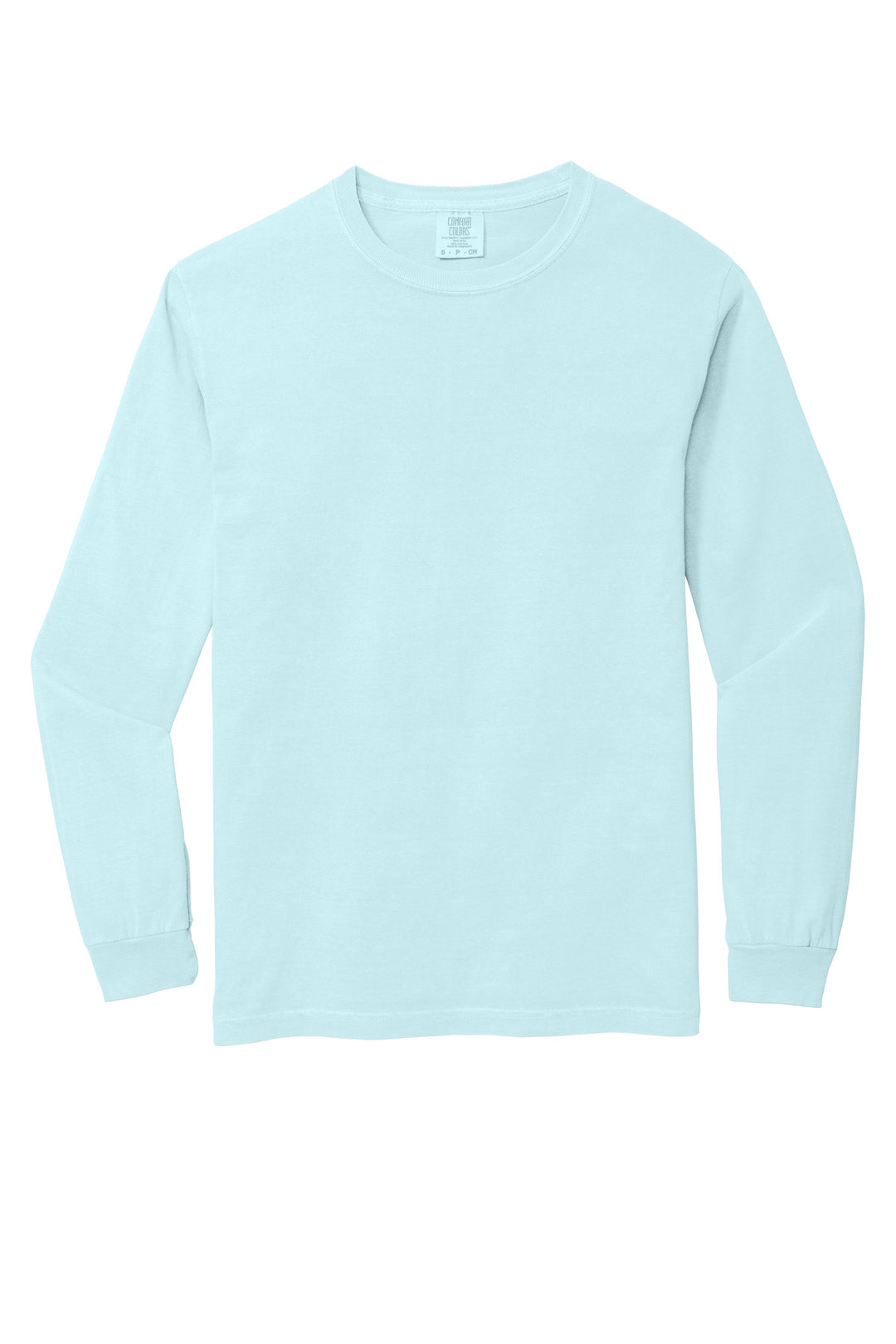 Front View of Chambray COMFORT COLORS Heavyweight Ring Spun Long Sleeve Tee. 6014